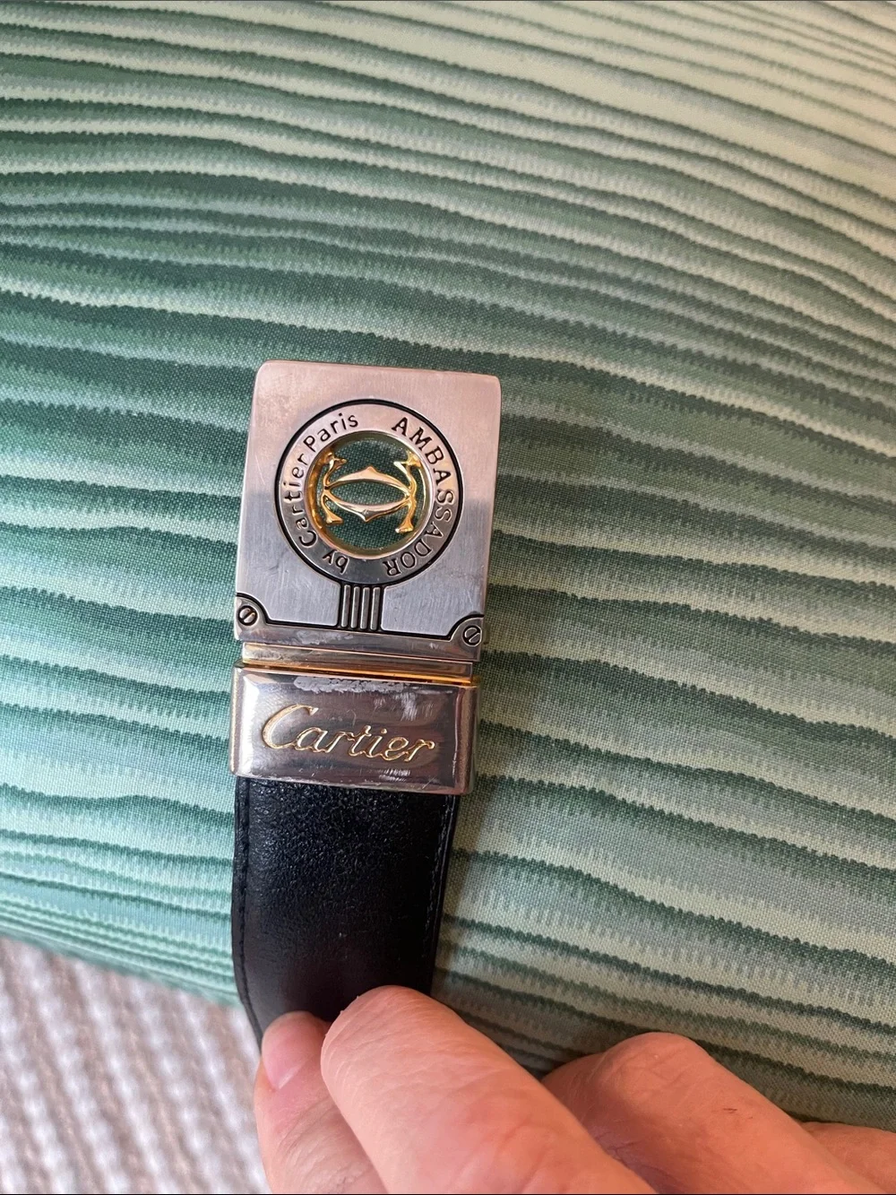 Vintage Cartier Ambassador by Cartier Paris Reversible Leather Belt 38”
